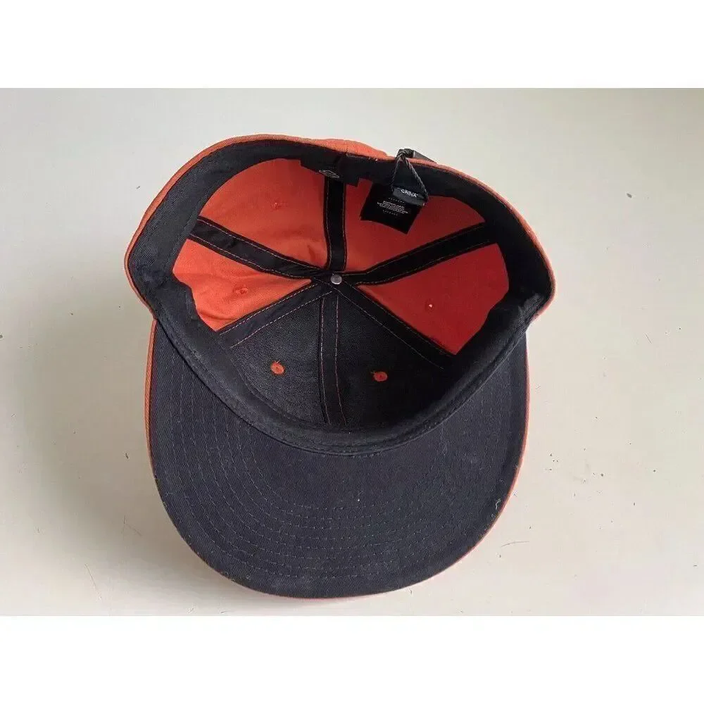Harley-Davidson Motorcycle Block Letter Fitted Cap Hat Men’s Sz 7 1/8 Orange NEW